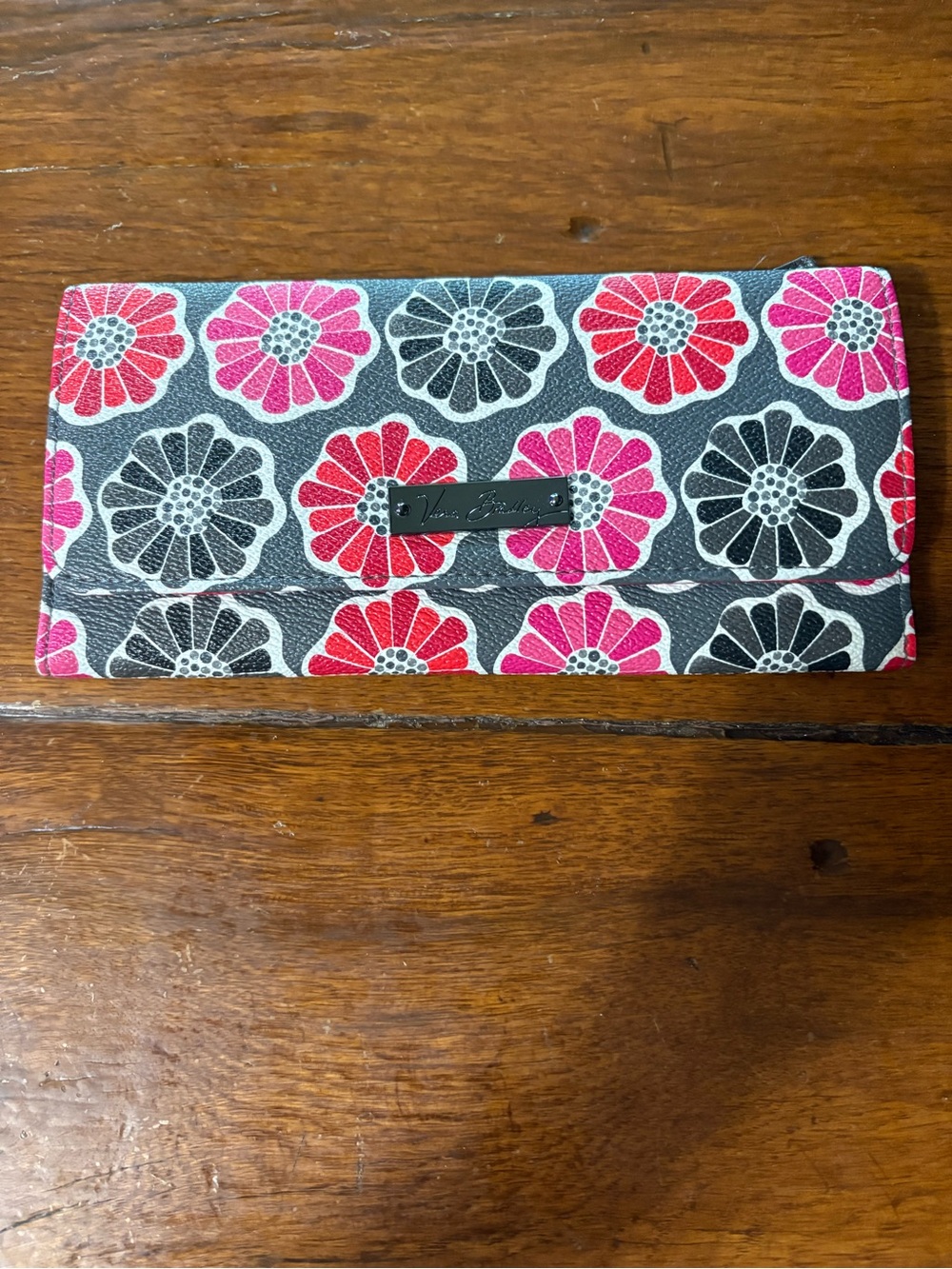 Vera Bradley Floral Trifold Wallet - Pink, Red, Black